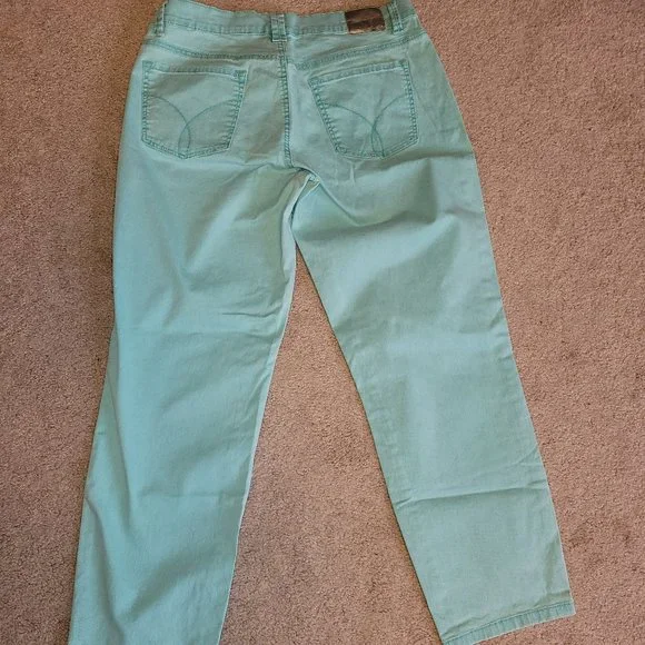 Calvin Klein Aqua Green Twill Jeans 12 - Picture 3 of 6